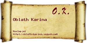 Oblath Karina névjegykártya